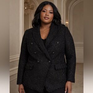 WHBM BLACK TWEED BLAZER